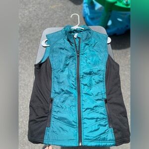 Teal and Black Women's Quilted Vest